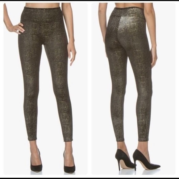 NWOT Spanx Black & Gold Shine Leggings size small - Picture 4 of 8